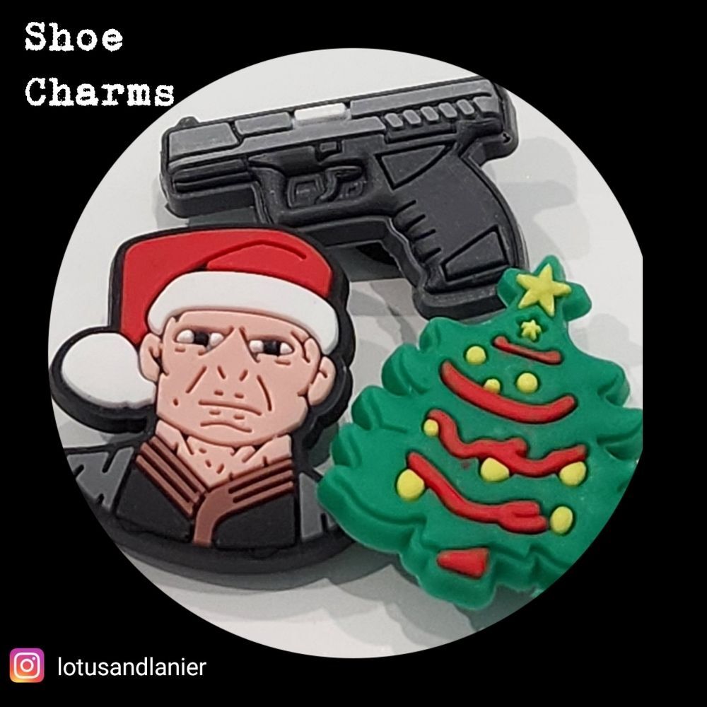 Shoe Charms " Die Hard Christmas" Charms Set of 3